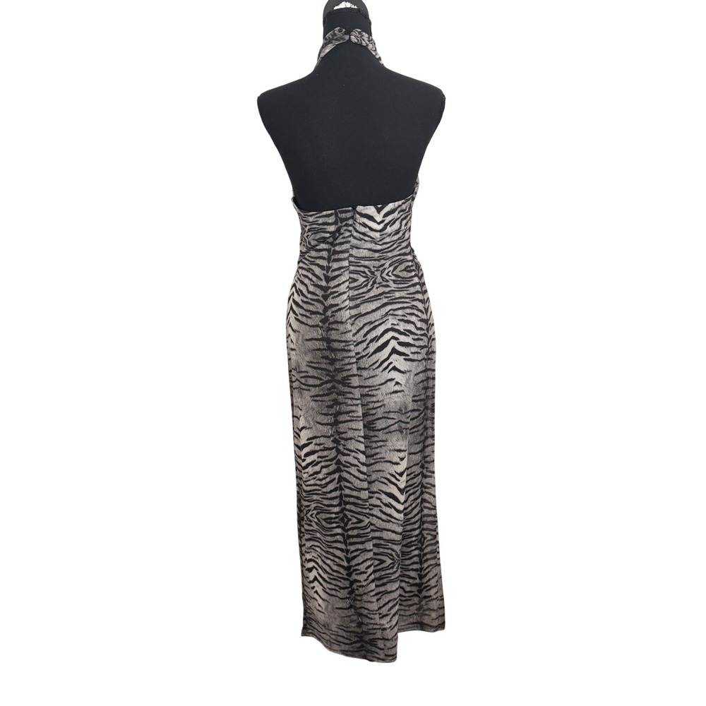 Zara Black and Silver Animal-Print Halter Maxi Dress - Picture 3 of 7